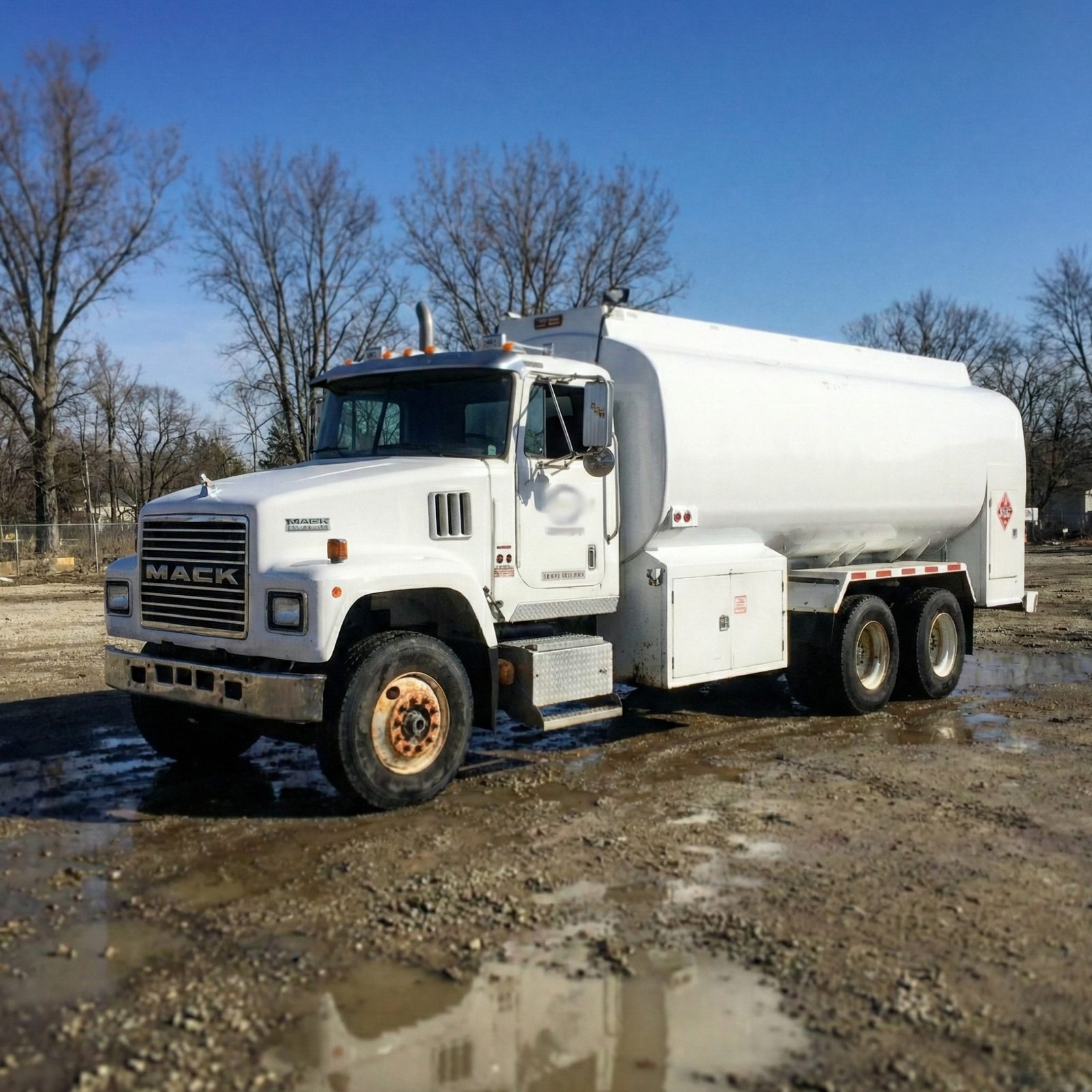 Clean Mack tanker after Heartland Fleet Cleaning exterior wash