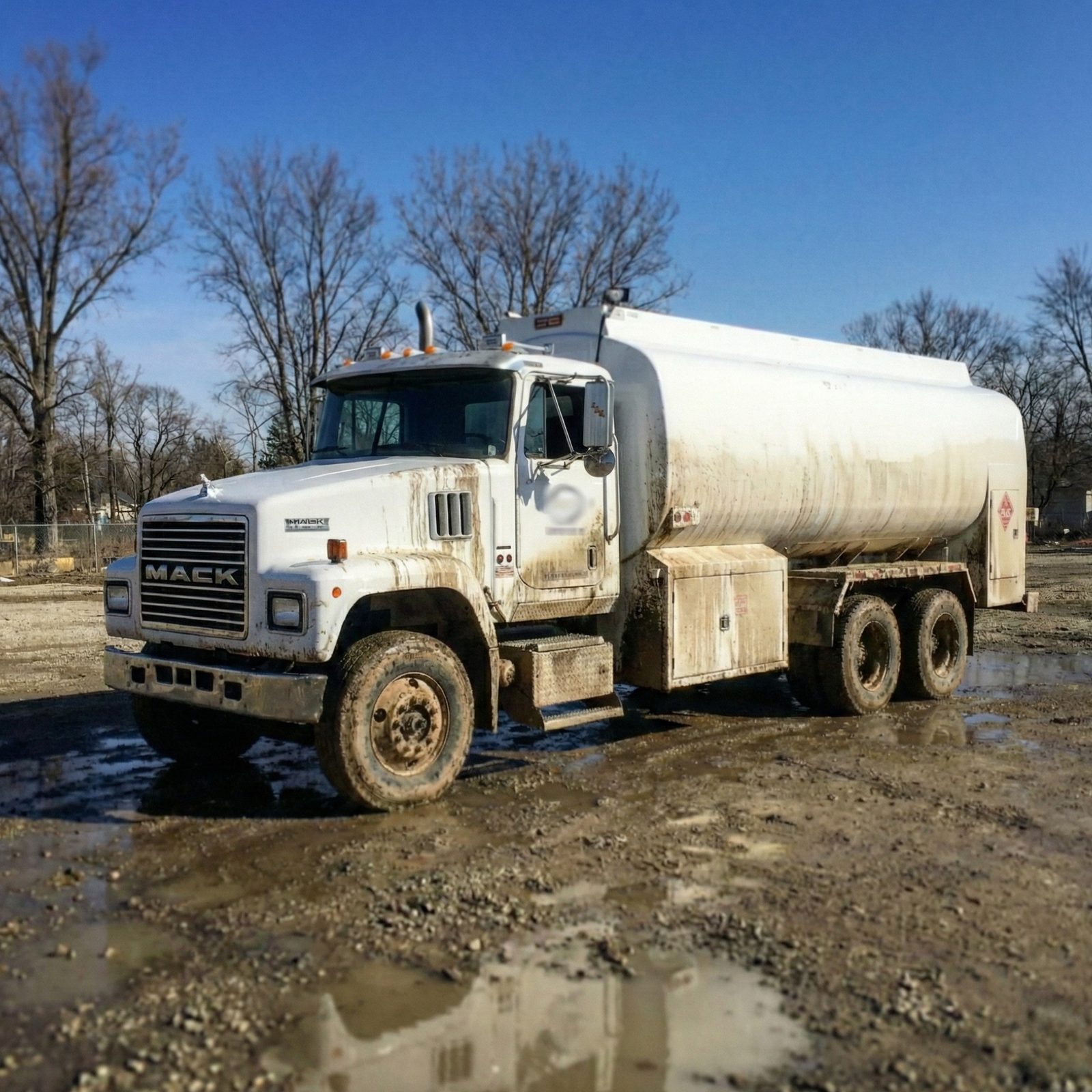 Dirty Mack tanker before professional fleet washing
