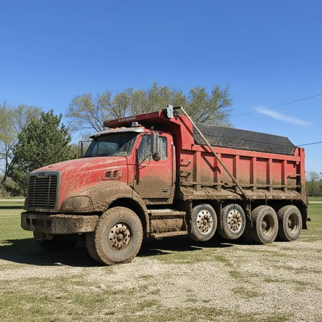 Dirty Volvo semi truck before professional fleet washing