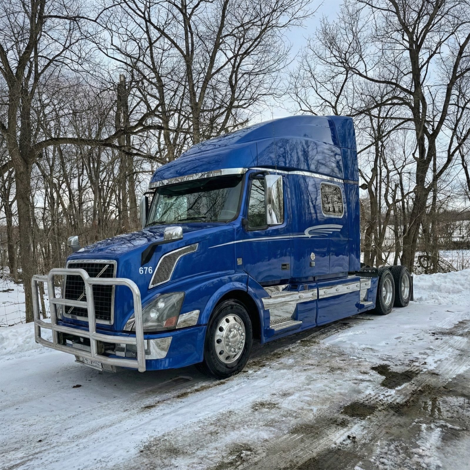 Clean Volvo semi truck after Heartland Fleet Cleaning exterior wash